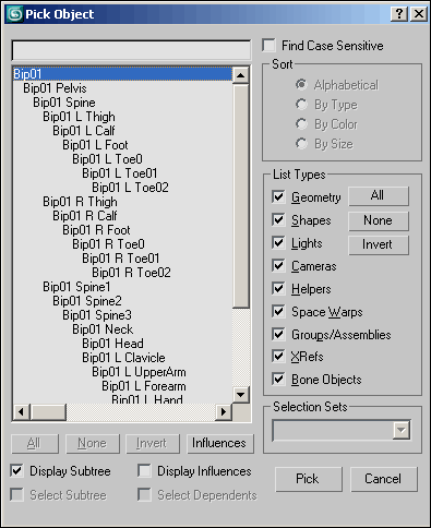 Рис. 11. Указание объекта Bip01