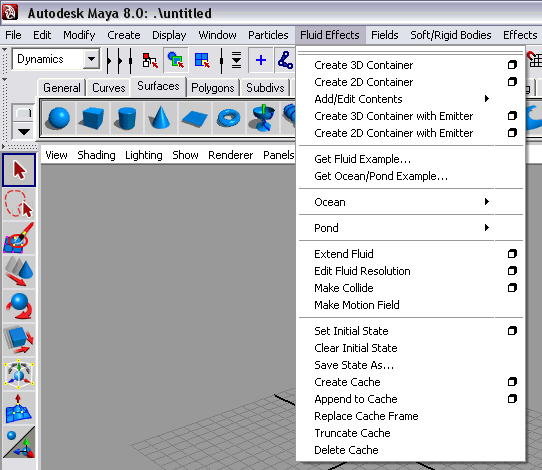 Рис. 1. Меню FluidEffects
