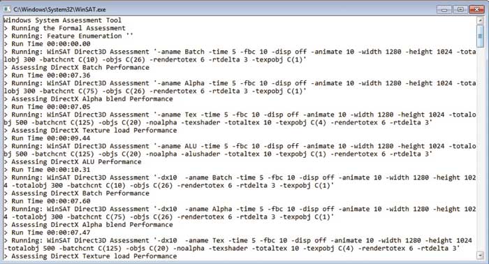 Рис. 2. Выполнение теста общей оценки системы